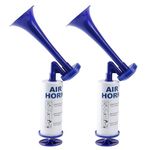 Reusable Air Horn, Aluminum Handheld Air Pump Horn for Marine Safety, graduation，Sporting Events, Birthdays, Parties, and Celebrations,Loud horn scare animals(Handheld Air horn blue 2pcs)