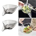 2 pcs Multifunctional Drain Basket with Spout, Kitchen Sink Strainer Drainage Basket Funnel for Food, Kitchen Supplies & Accessories Gadgets for Washing Vegetables & Fruits (Transparent + Gray)