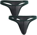 Juflam Men's Thong Underwear Striped Low Rise G-String Bulge Pouch Men Underwear (2 black, Medium)