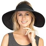 FENDISI Sun Visor Hats Summer Wide Brim Clip on Beach Adjustable Large Brim Cap Golf Hat for Women… Black