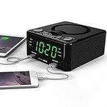 HANNLOMAX HX-300CD Top Loading CD Player, PLL FM Radio, Digital Clock, Dual Alarm, 1.2" Green LED Display, Dual USB Ports for 1A and 2.1A Charging, Aux-in, AC/DC Adapter Included (Black)