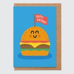 STUDIO BOKETTO Burger Birthday Card Birthday Card Boyfriend Funny Meaty Gifts Birthday Card Husband Boyfriend for Him Boys Men Brother Dad Funny Son, white