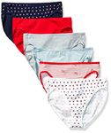 Amazon Essentials Women's Cotton High Leg Brief Underwear (Available in Plus Size), Pack of 6, Multicolour/Hearts/Stripes, 10