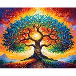 LWZAYS Paint by Number Kits for Adult Beginners, Tree of Life Oil Paint by Numbers Kit Without Frame, Colorful Easy Art Craft Painting Kits for Adults Canvas for Home Decor 12X16 inch