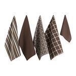 DII Cotton Oversized Kitchen Dish Towels 18 x 28 and Dishcloth 13 x 13, Set of 5, Absorbent Washing Drying Dishtowels for Everyday Cooking and Baking-Dark Brown