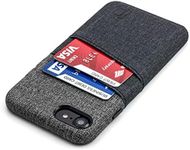 Dockem iPhone SE 3 (2022), SE 2 (2020) & iPhone 8/7 Wallet Card Case: Canvas Style Synthetic Leather with 2 Card Holder Slots (Luxe, Black & Grey)