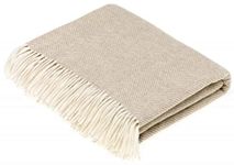 Bronte Variegated Herringbone Beige Pure New Soft Merino Lambswool Blanket Throw Wool