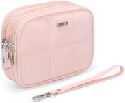 CLUCI Wristlet Wallet for Women Large Capacity 3 Zipper Purse with Credit Card Holder Nylon Quilted Clutch Purse for Women Pink