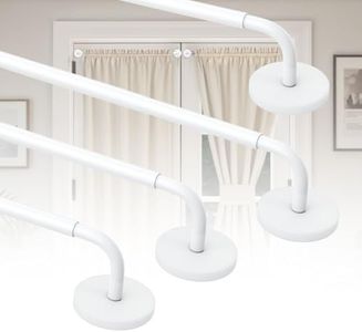 Rodzwin 4 Pack Magnetic Curtain Rods for Metal Door, Adjustable 18 to 30 Inch Curtain Rod 3/8" Inch Diameter Magnet Rods for French Door Rod Window Cafe(White, 4Pack)