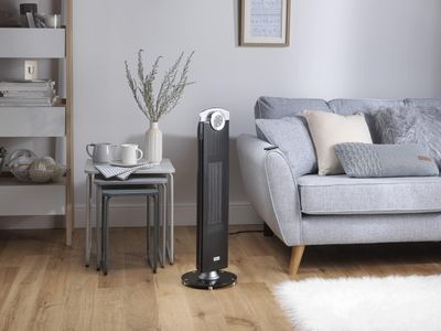 Dimplex Studio G 2.5kW Ceramic Tower Heater – Portable Electric, Oscillating, Timer & Remote, Black