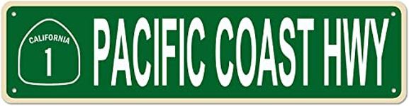 Pacific Coast California 1 Highway Metal Tin Sign Funny Vintage Slim Street Tin Signs 16 x 4 Inch Wall Art Decor Iron Poster for Home Farmhouse Bar Cafe Garage Bedroom Man Cave Gifts