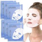 Collagen Face Mask, Hydrating Overnight Hydrogel Mask, Pore Minimizing, Elasticity Improvement, Firming, Moisturizing Bio Collagen Facial Mask- 6 Pack