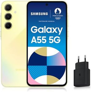 Samsung Galaxy A55 5G, Smartphone Android, 256 Go, Chargeur secteur rapide 25W inclus [Exclusivité Amazon], Smartphone déverrouillé, Lime, Version FR