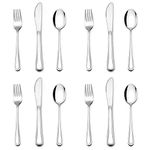 E-far 12-Piece Kids Silverware, Stainless Steel Toddler Kids Utensils Safe for Preschooler/Children, Includes 4 Forks 4 Spoons 4 Knife, Slimline Adult Look & Small Size, Rust Free & Dishwasher Safe