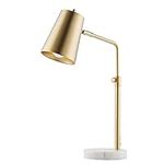 VONLUCE Gold Desk Lamp with LED Bulb Adjustable, Antique Brass Metal Table Lamp Marble Base, Mid Century Modern Reading Lamp Office, 20" Industrial Task Lamp Work Lamp for Reading Bedroom