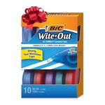 BIC Wite-Out Brand EZ Correct Correction Tape with Soft Rubber Grip, White, 10-Count, Applies Dry for Quick Editing