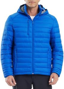 fit space Men's Puffer Jacket Down Synthesis Lightweight Hiking Jacket Winter Warm Coat Quilted Water Resistant Packable (Blue, Small)