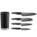 Kyocera Universal Knife Block Set Includes: Black Soft Touch Round and 4 Innovation Series Ceramic Knives