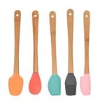 Mini Silicone Spatula Set - Small Kitchen Scraper Spatula for Cooking Baking Mixing Scrapping - Small Jar Spoon Spatula Kitchen Utensils - Dishwasher Safe Heat Resistant Durable Silicone Spatulas