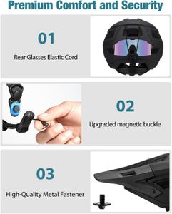 Favoto Mountain Bike Helmet, Lightweight Adjustable Black – Adult & Youth MTB Cycling, Magnetic Buckle, CE Certified, Size M