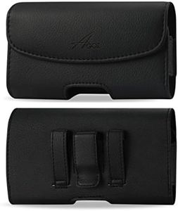 for Motorola Droid Turbo 2, Premium Leather AGOZ Pouch Case Holster with Belt Clip & Belt Loops 6 x 3.10 x 0.40 in