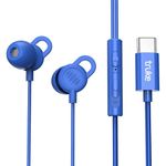 truke Bass S2 Sleeping Earphones Designed for Side Sleepers with Soft Silicone, 13mm Driver for Clear Audio, type-C jack, Noise-Reducing Fit, Lightweight & Durable TPE Wire for All-Night Comfort -Blue