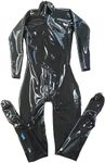 Sexy Black Latex Catsuit Male Fetish Tight Jumpsuit Costumes with Back Crotch Zipper,Black-Male,XL