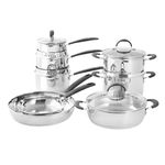 ProCook Gourmet Stainless Steel Cookware Set - 8 Piece, 14/16/18/20/24/28 cm, Induction Compatible Pans with Stay Cool Handles, Uncoated Pots and Frying Pans, Dishwasher Safe - 10 Year Guarantee