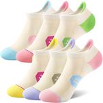 CS CELERSPORT 6 Pack Women's Ankle Running Socks Cushioned Low Cut Tab Athletic Socks, Cream Pastel, Medium