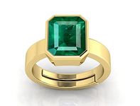 AKSHITA GEMS 5.00 Ratti Certified Natural Emerald Panna Panchdhatu Adjustable Rashi Ratan Gold Plating Ring for Astrological Purpose Men & Women(Lab Approved)