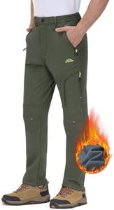 TACVASEN Men's Hiking Pants Outdoor Snow Skiing Snowboard Insulated Pants Zipper Pockets Army Green Cold Weather Work Warm Stretch Lined Pants