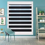 Kayra Decor Polyester Curtain Zebra Blinds for Windows and Doors with Dual Shade, Horizontal Stripes, Sheer and Solid Fabric, Light Control Blinds for Home & Office,(Customized Blinds, Ink Black)