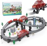 XIAPIA Electric Train Sets Railway Learning Educational Toys for Kids Boys Girls Age 3 4 5 Years Up, 128 Pcs Track Accessories Car Set Christmas Xmas New Year Gifts