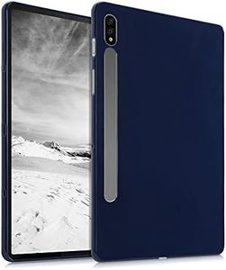 kwmobile TPU Silicone Case Compatible with Samsung Galaxy Tab S8 / Galaxy Tab S7 - Case Soft Flexible Shock Absorbent Cover - Dark Blue