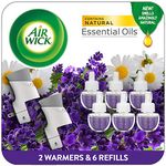 Air Wick Plug in Scented Oil Starter Kit, 2 Warmers + 6 Refills, Lavender & Chamomile, Eco Friendly, Essential Oils, Air Freshener