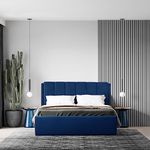 Wakefit Bed | Queen (78 X 60) Solid Wood Bed, Upholstered, with Storage, 3 Year Warranty | - Antho - Velvet Blue