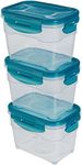 Amazon Basics Air-Locked Leak-Proof, Stackable & Airtight Fridge/Freezer Containers with Lids, BPA-Free Plastic, Microwave and Dishwasher Safe 3-Piece Food-Storage Set, 3 x 1.0 Liter, Clear