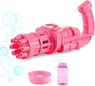 Niku 8 Hole Electric Gatling Bubble Gun for Kids with Soap Solution Indoor and Outdoor Toys for Toddlers Bubble Maker Gun Machine for Girls, Boys and for Parties (Multicolor, 3+ Year)
