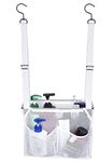 Phying Hanging Mesh Shower Caddy College with Hooks, Bath Baskets Organizer Storage with 4 Pockets for College Dorm Rooms, Gym, Swimming and Travel (White)