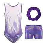 Valcatch Gymnastics Leotards for Girls Kids Sleeveless Leotard with Shorts Girls Leotard Gymnastics Sparkle Ballet Dance Unitard Athletic Dancewear Ages 5-6 7-8 9-10 11-12 Years