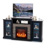 RELAX4LIFE Electric Fireplace TV Stand - Entertainment Center w/18’’ Fireplace Heater, LED Lights, APP & Remote Control, TV Console Table for Living Room, Electric Fireplace with Mantel (Black)