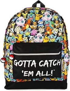 Pokemon Backpack Kids Boys Gamer School Bag with Adjustable Straps One Size