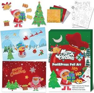 GYGOT Christmas Craft for Kids,Christmas Fun Foil Art Kit Ages 4 to 8,Christmas No Mess DIY Art Creative Activity