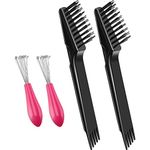 Boao Hair Brush Cleaning Set - 4 Pcs Mini Combs and Brushes for Removing Hair Dust at Home or Salon (Black)