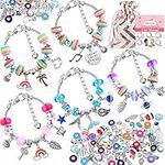 Acejoz 85 Pcs Charm Bracelet Making Kit, DIY Charm Bracelets Beads for Girls, Adults and Beginner Jewelry Making Kit