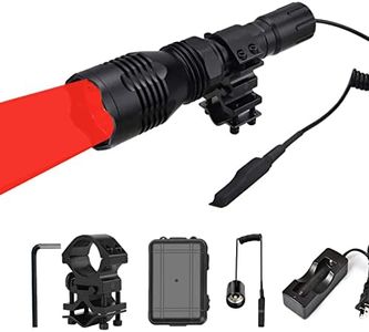 WINDFIRE® WF-802 350 Lumens Waterproof Tactical Flashlight 250 Yards Long Range Throwing RED LED Coyote Hog Hunting Torch with Pressure Switch & Barrel Mount