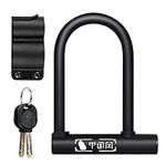 Bike U Lock, Heavy Duty Bike Locks Steel Chain Cable, Anti-Theft Security U Lock with Mount Bracket, Bicycle U-Shaped Lock for Mountain Bikes Road Bikes Doors