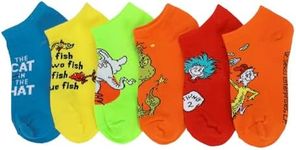 Bioworld Dr. Seuss Character Art Kid's 6-Pair Ankle Socks