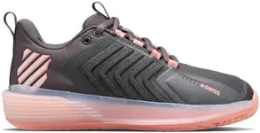 K-Swiss Women's Ultrashot 3 Tennis Shoe, Asphalt/Peach Amber/White, 6.5 M