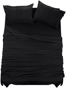 NY Threads 4 Piece Bed Sheet Set (Black, Queen) Polyester Microfiber – Set Includes 1 Fitted Sheet, 1 Flat Sheet with 2 Pillowcases